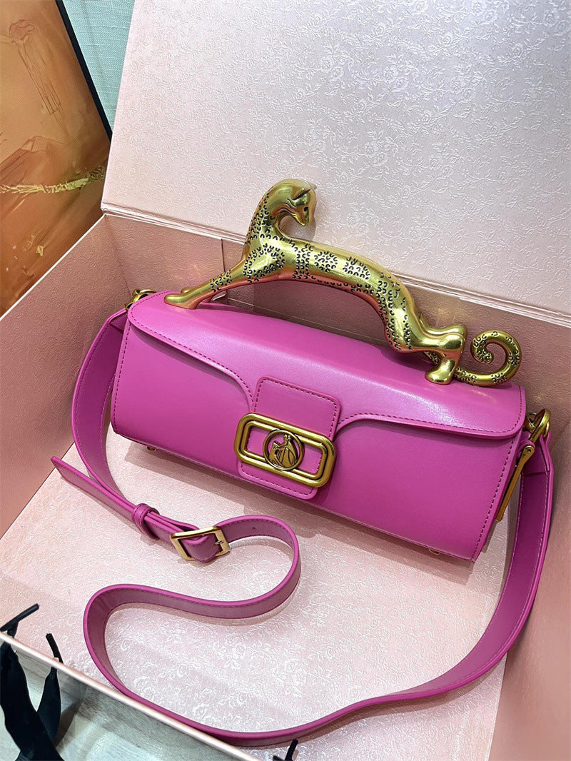 Women's High Quality Cowhide Leopard Metal High-grade Crossbody Bags