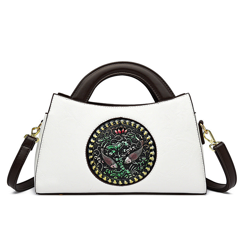 Women's Artistic National Style Stitching Fashion Saddle Bags