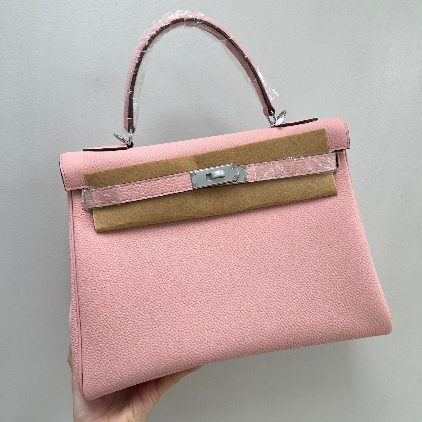 Women's Quality Kelly Lychee Pattern Calfskin Portable Crossbody Bags