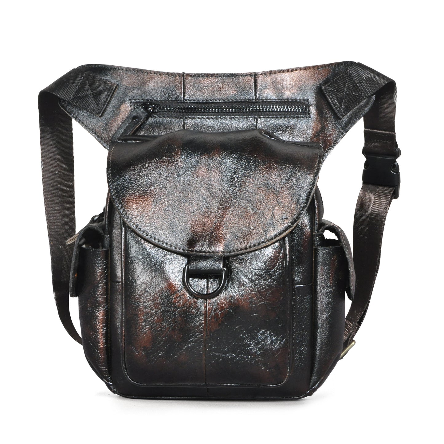 Men's Oil Waxed Leather Cowhide Retro Trendy Cool Men's Chest Bags