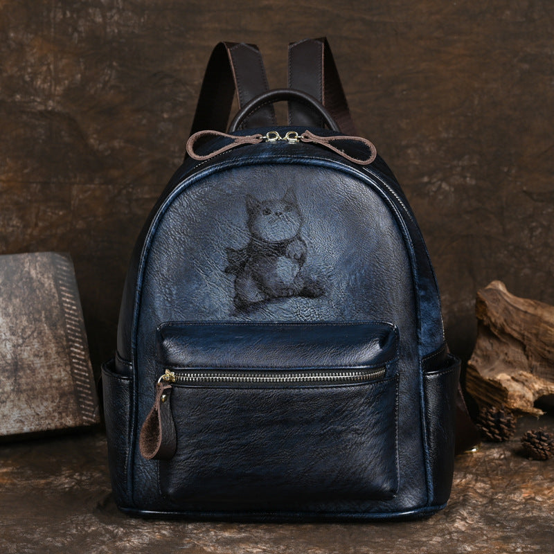 Women's Genuine Leather Retro Large Capacity Backpacks