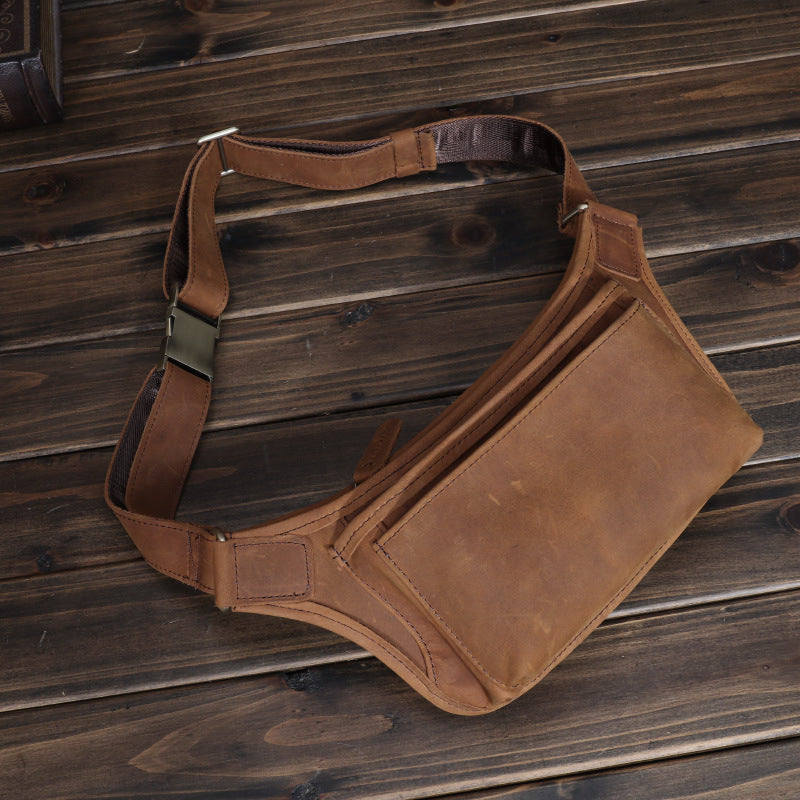 Men's Mobile Crazy Horse Leather Cattle Men's Waist Packs