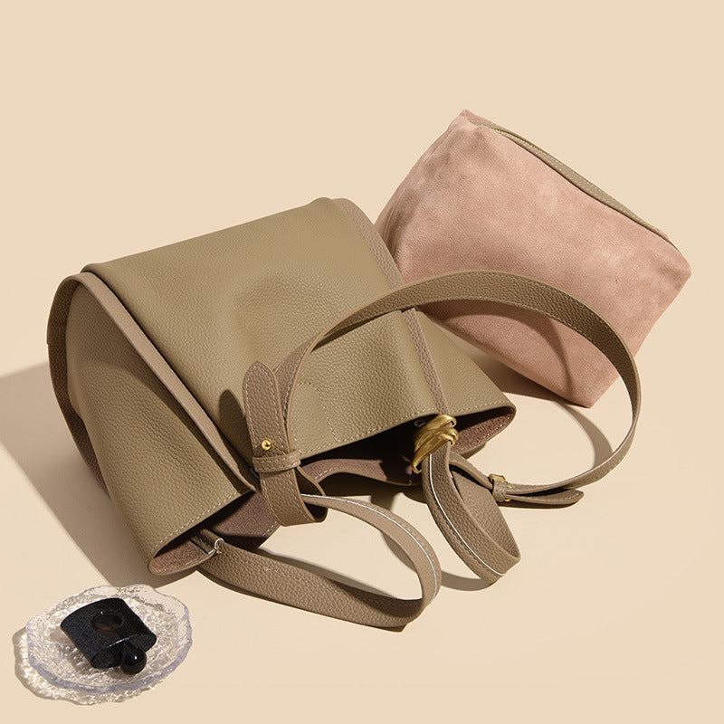 Spring Fashion Simple Soft Leather High-grade Bucket Bags