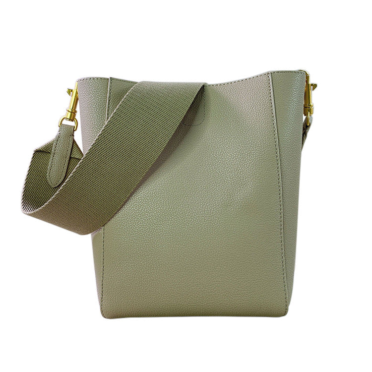 Women's Wide Strap Single Leather Simple Son Bags