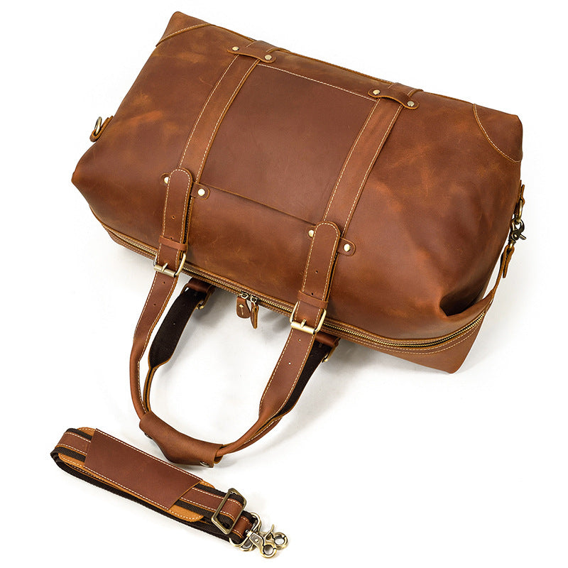 Men's Traveling Crazy Horse Leather Vintage Fitness Luggage