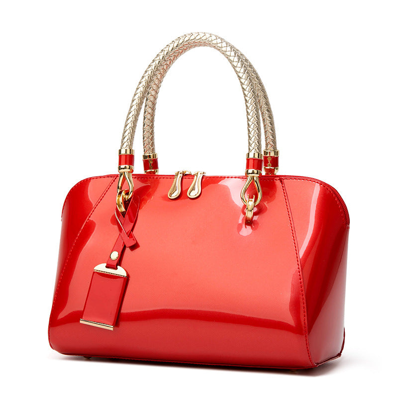 Women's Patent Leather Shiny Boston Fashion Shoulder Bags