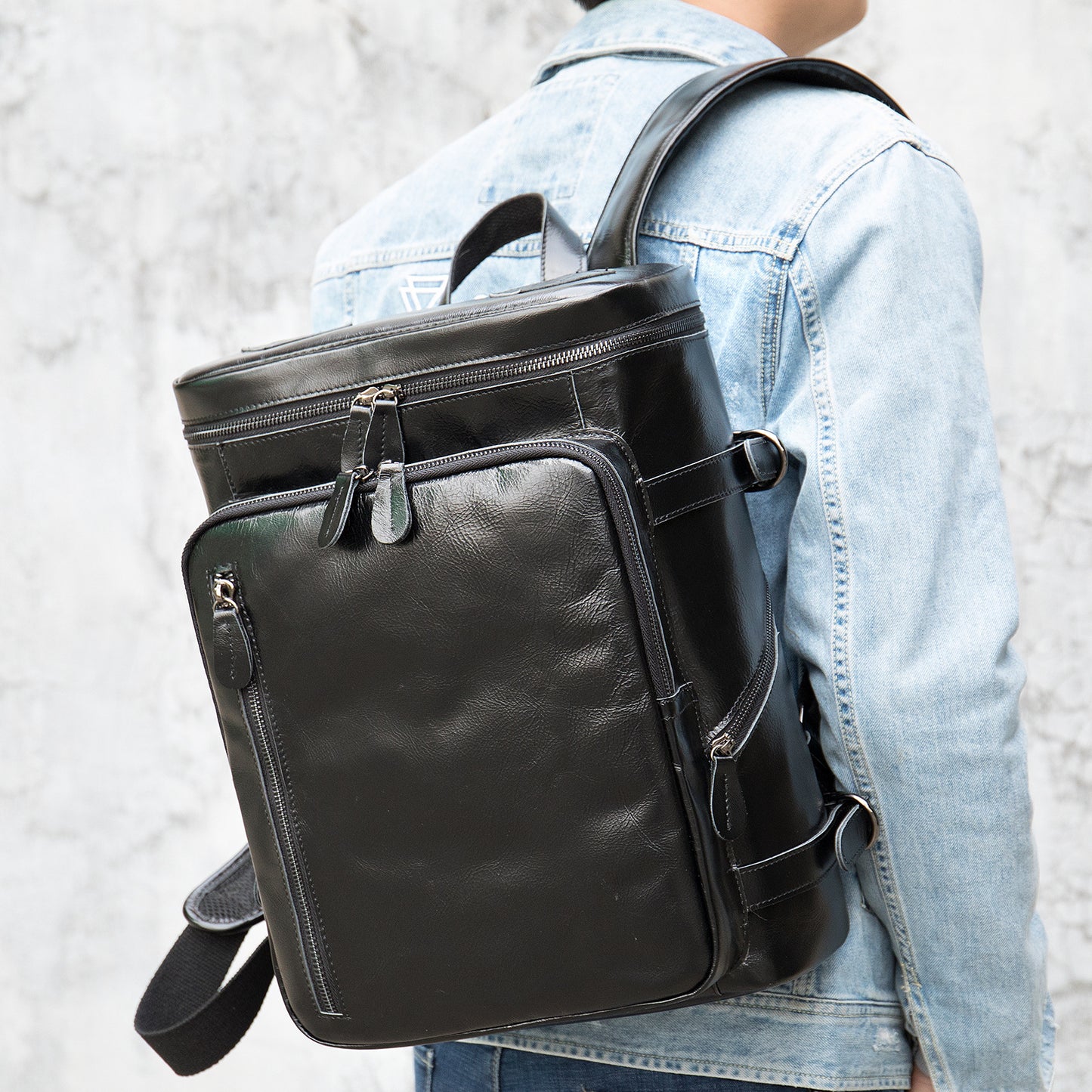 Men's Leather Korean Style Computer Retro Crazy Backpacks