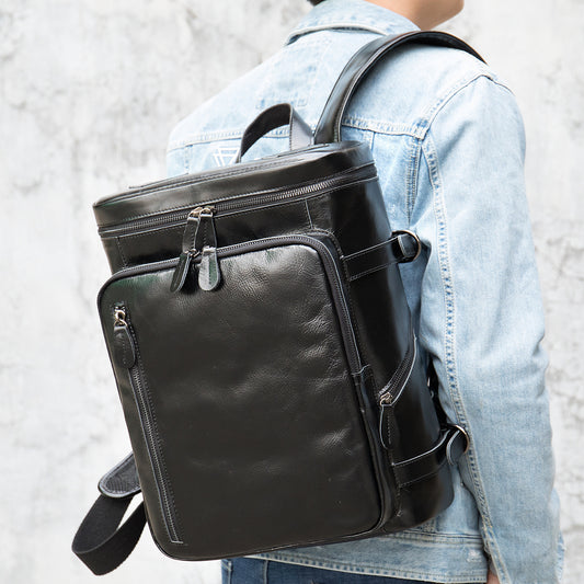 Men's Leather Korean Style Computer Retro Crazy Backpacks