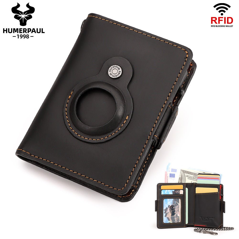 Cowhide Cassette Metal Chain Gift Genuine Card Holder