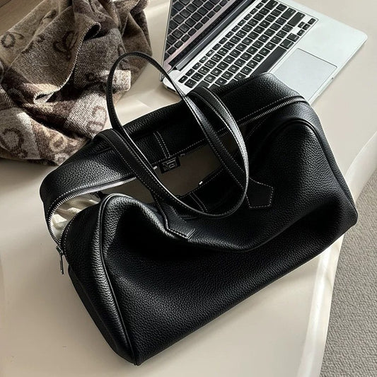 Layer Cowhide Victoria Boston Large Capacity Handbags