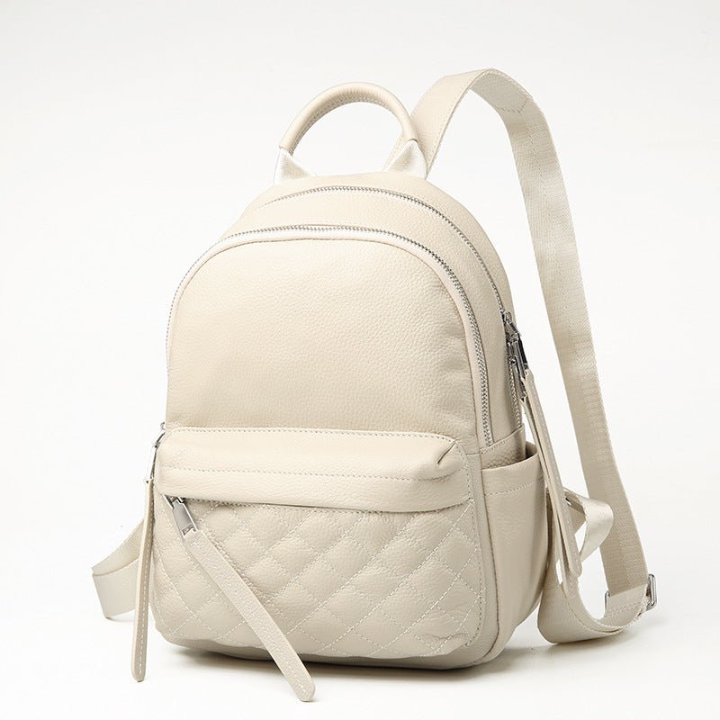Women's Leather Fashion Large Capacity Rhombus Commuter Backpacks