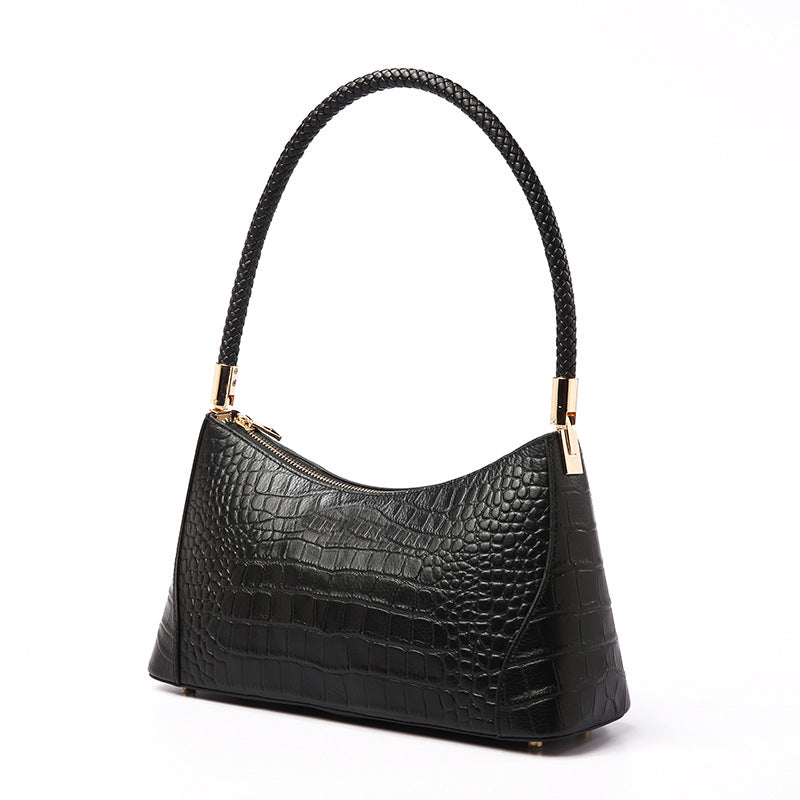 Women's Trendy Genuine Leather Underarm High-grade Minority Crocodile Pattern Shoulder Bags