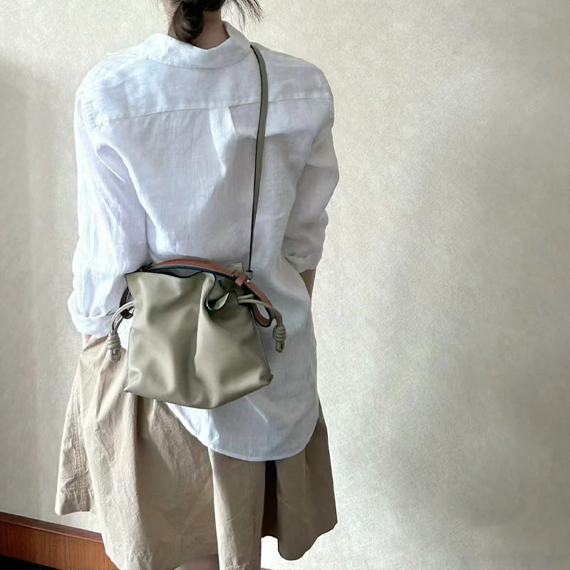 Women's Design Soft Cowhide Drawstring Lucky Cloud Crossbody Bags