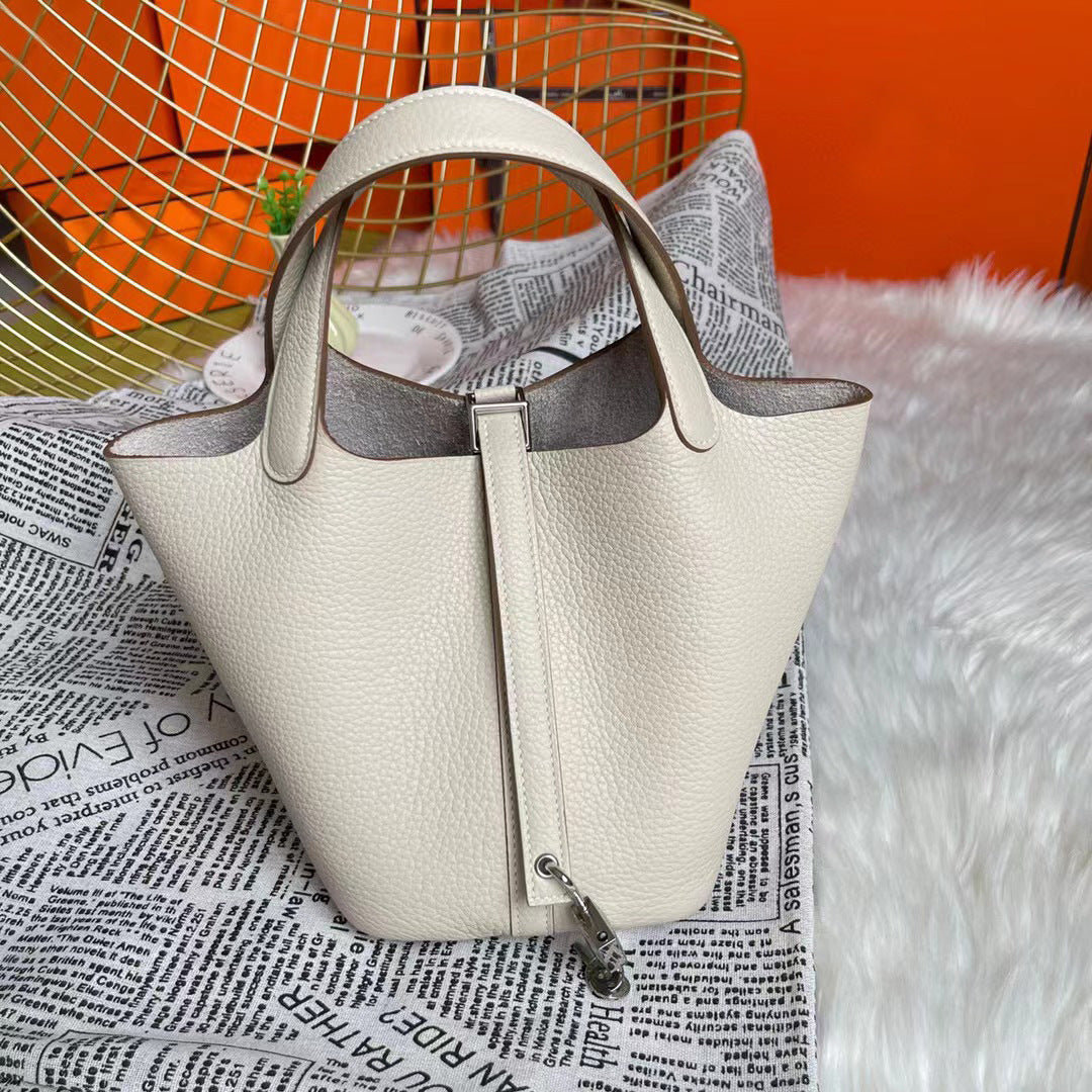 Women's Vegetable Basket Cowhide Handmade Wax Line Handbags