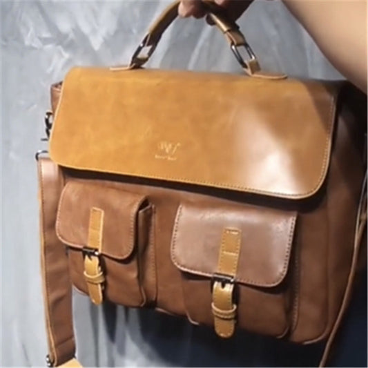 Women's & Men's & Green Horizontal Business Retro Large Men's Shoulder Bags