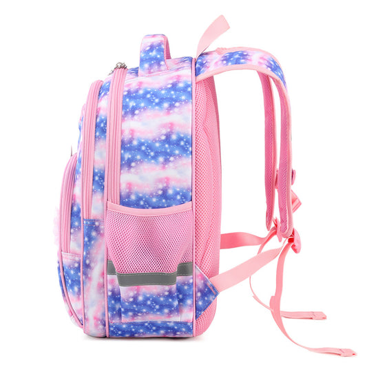 Children's Durable Striped Unicorn Cartoon Printed Elementary School Students' Schoolbags