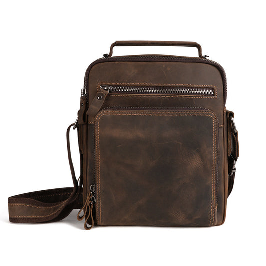 Men's Genuine Leather Trendy Portable Crazy Horse Men's Shoulder Bags