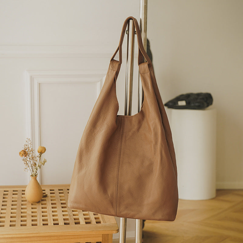 Women's Leather High-grade First Layer Cowhide Leisure Tote Bags