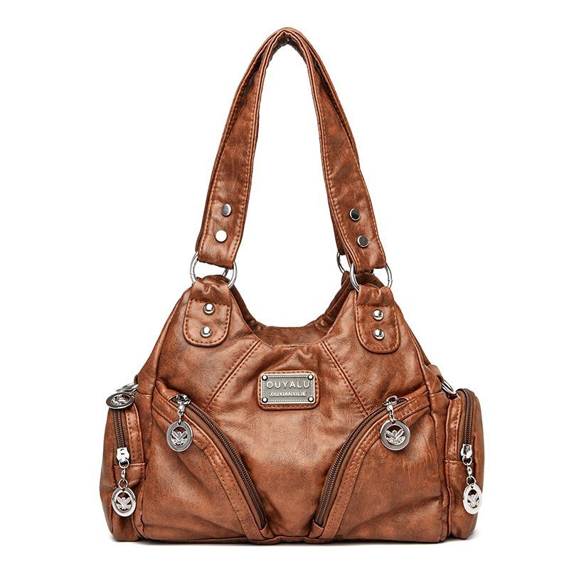 Women's Vintage Genuine Leather Motorcycle Trendy Quality Handbags