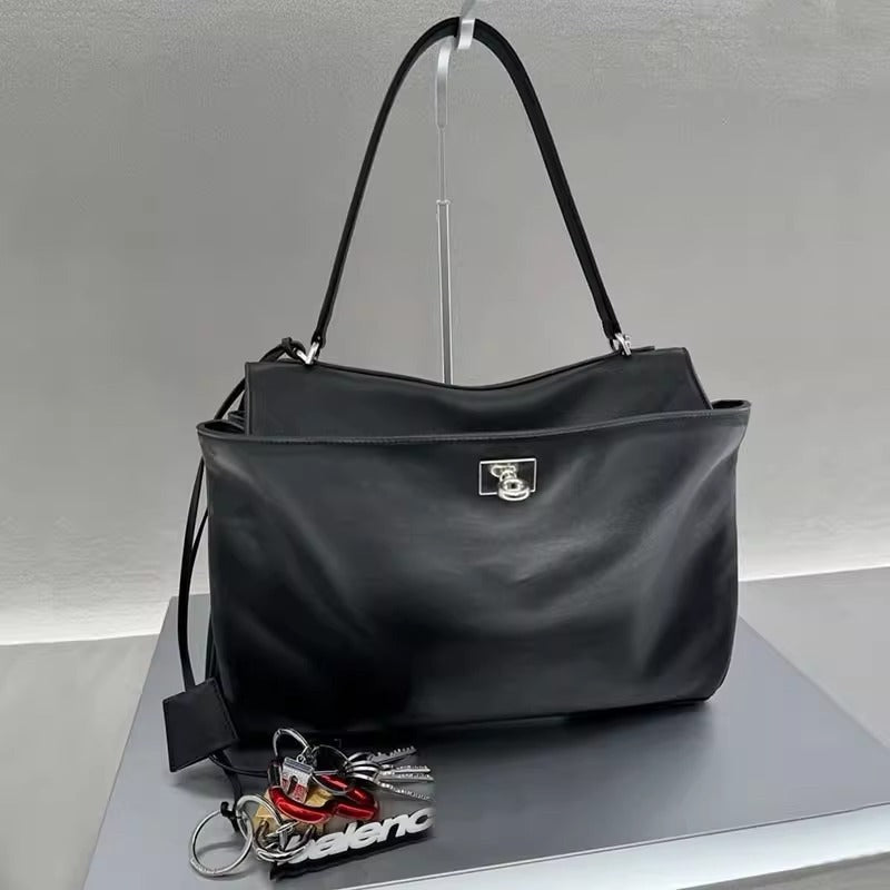 Women's Genuine Leather High-grade Underarm Commuter Kelly Tote Bags