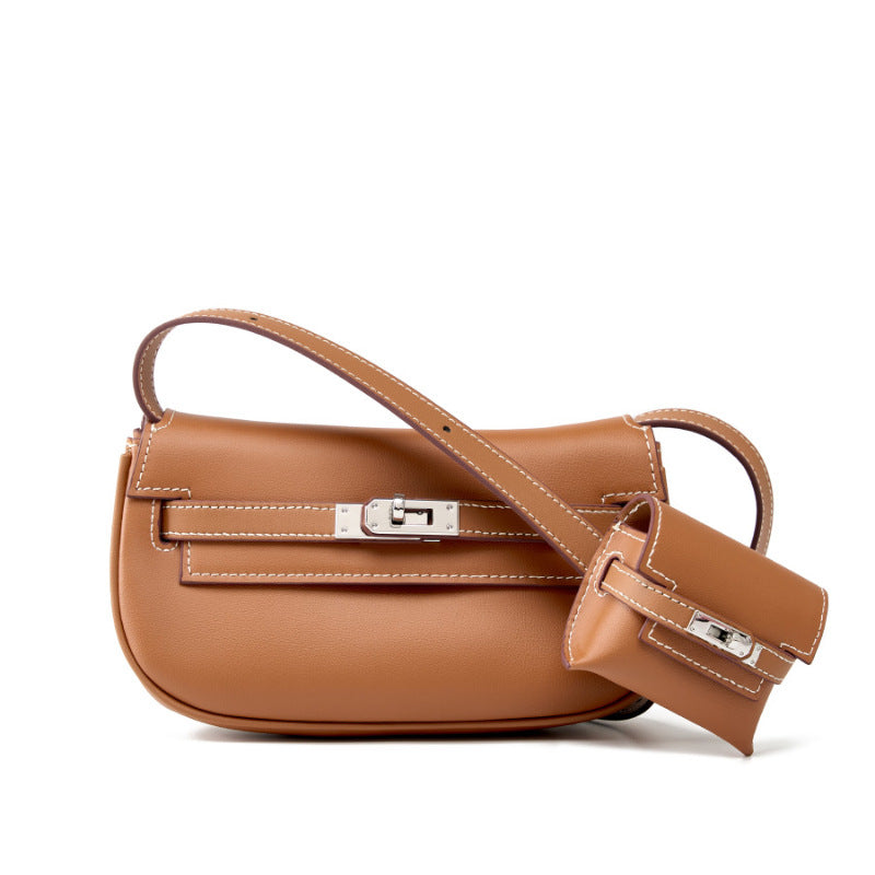 Women's Elegant Leather Mini Oblique Saddle Crossbody Bags