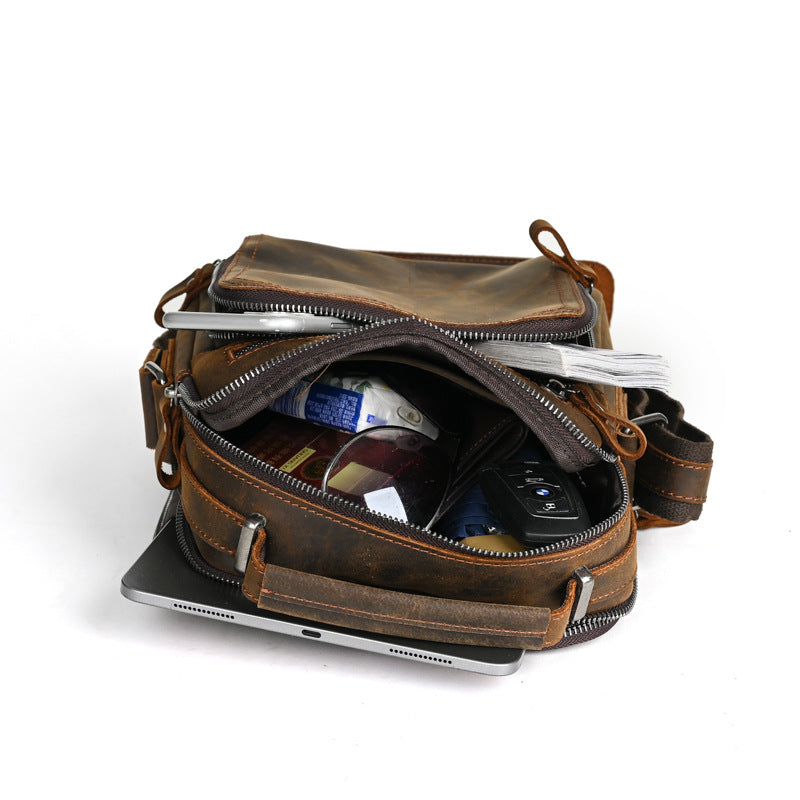 Men's Crazy Horse Leather Trendy Genuine Retro Men's Messenger Bags