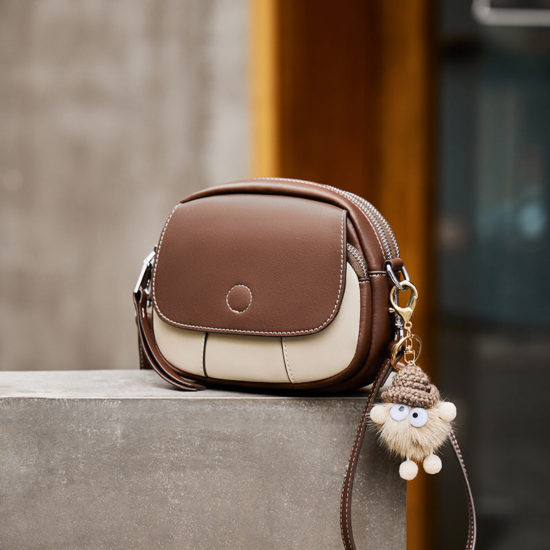 Women's Female Design Mini Round Leather Tide Crossbody Bags