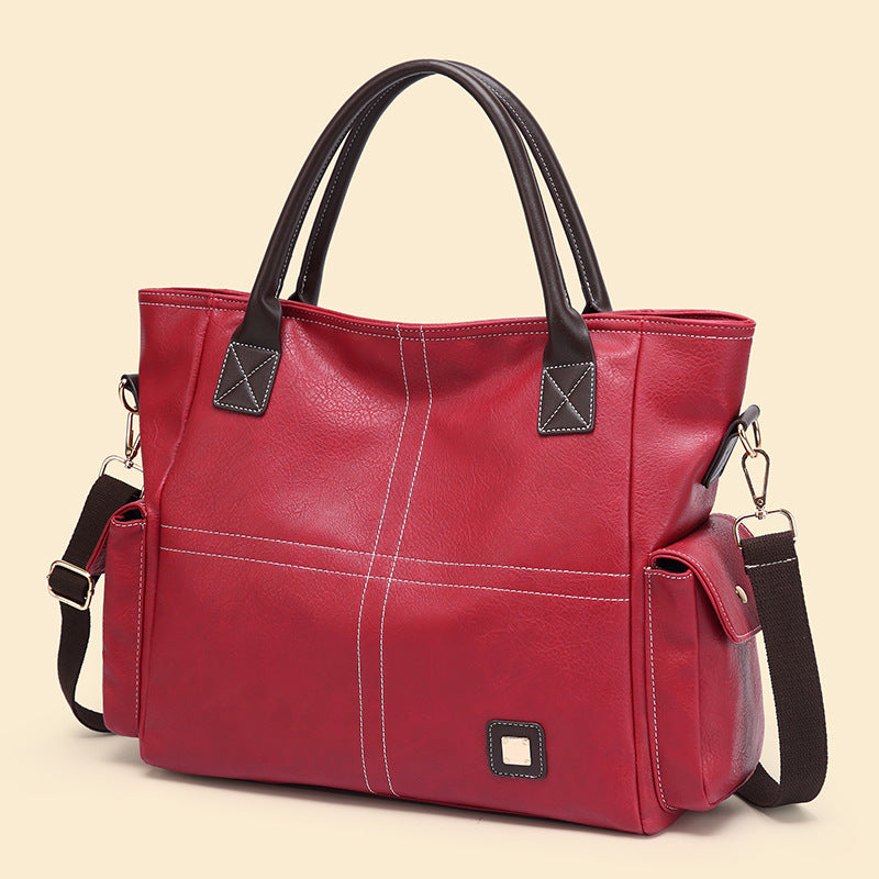 Women's Large Capacity Soft Leather Mature Elegant Shoulder Bags