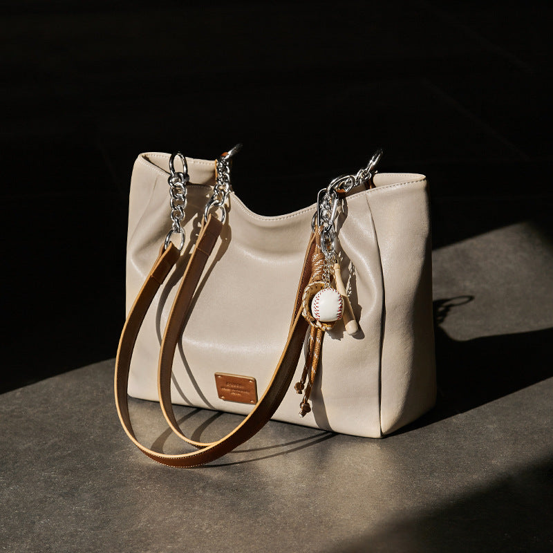 High Sense Vegetable Tanning Leather Large Shoulder Bags