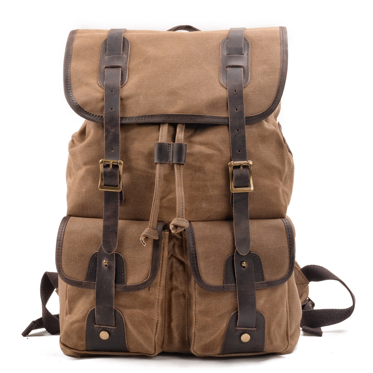Large Capacity Canvas Stitching Crazy Horse Leather Hiking Backpacks