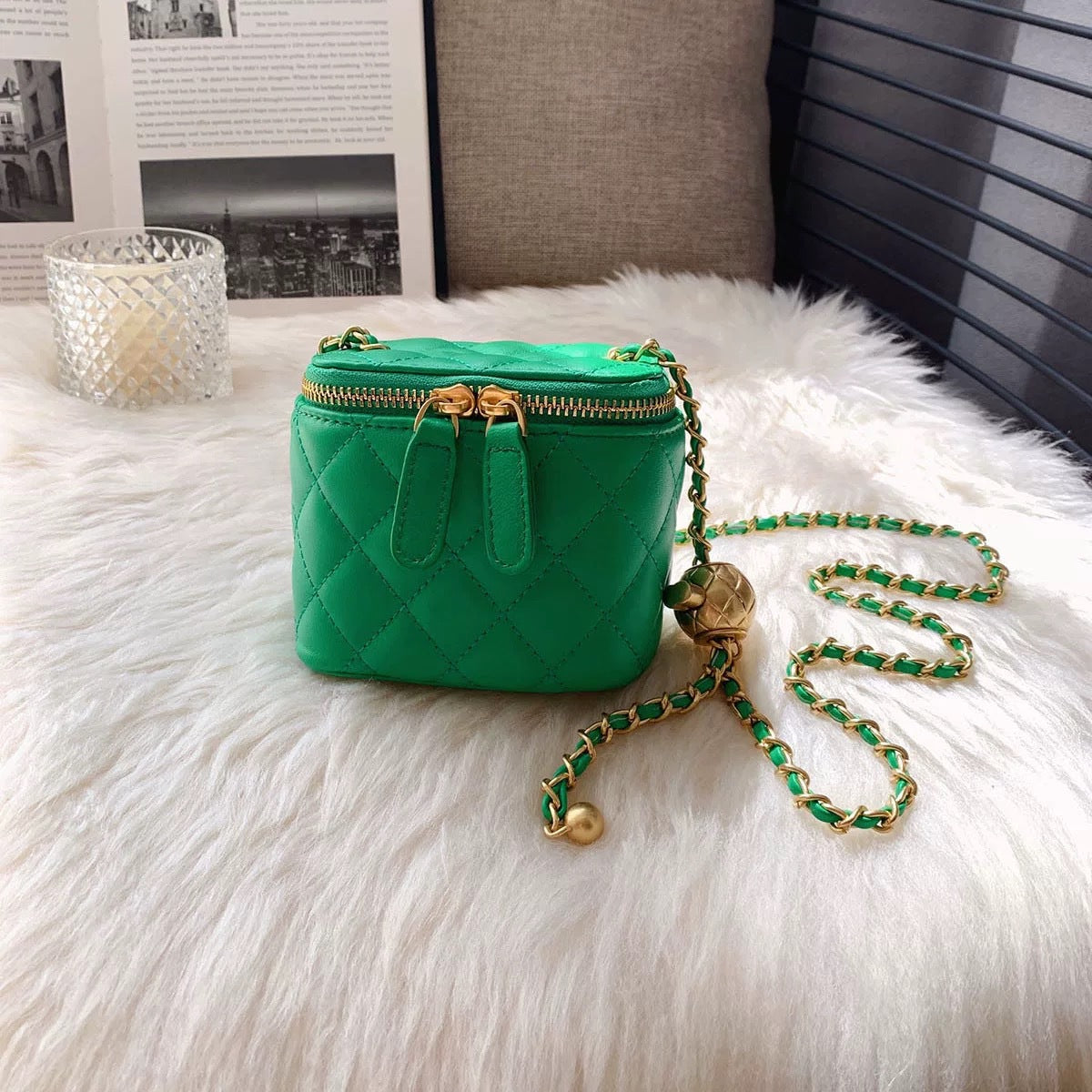 Classic Style Golden Balls Box Rhombus Small Square Bags