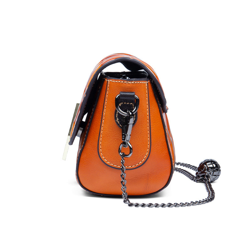 Women's Retro First Layer Cowhide Authentic Leather Tactile Crossbody Bags
