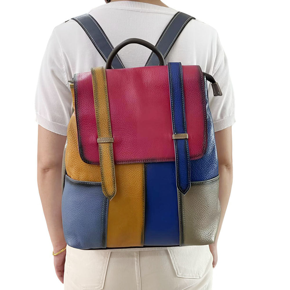 Women's First Layer Cowhide Big Retro Color Bags