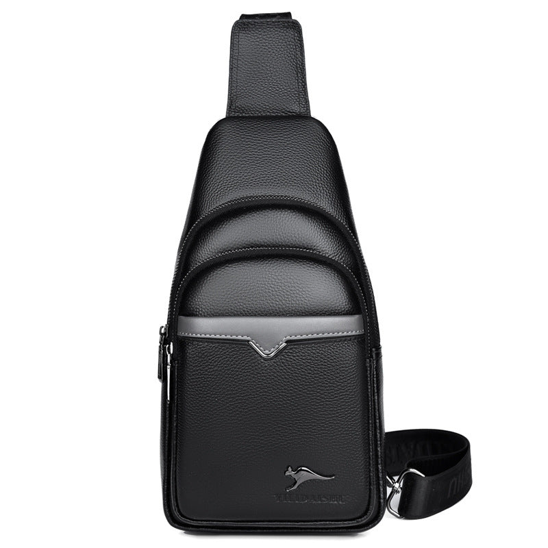 Men's First Layer Cowhide Tide Kangaroo Leisure Men's Chest Bags