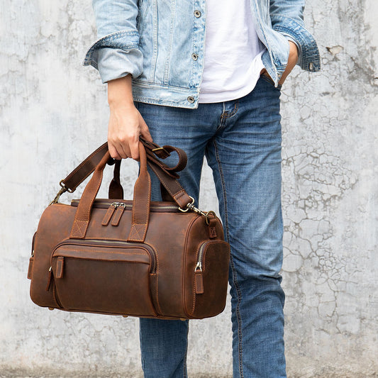 Men's Portable Large Capacity Vintage Leather Travel Bags