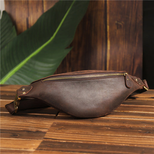 Men's Cowhide Leather Fashion Soft Trendy Sport Men's Waist Packs
