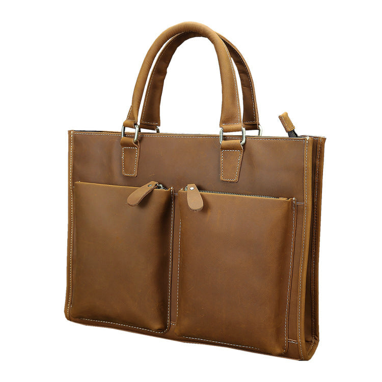 Men's Crazy Horse Leather Large Capacity Genuine Men's Briefcases