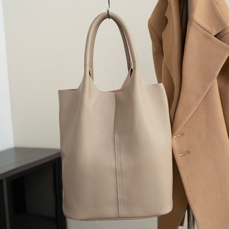 Women's Genuine Leather High-grade Minority Simple Lychee Handbags