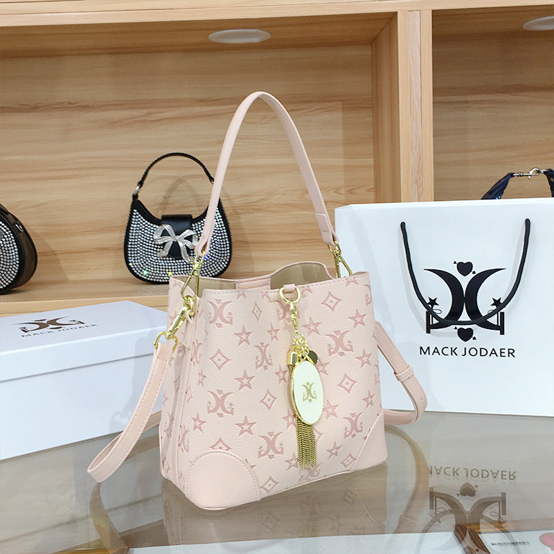 Women's Niche Iti Printing High-grade Large Capacity Bucket Bags