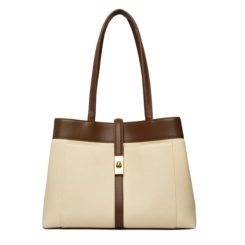 Women's High-grade Large Capacity Versatile Contrast Color Tote Bags
