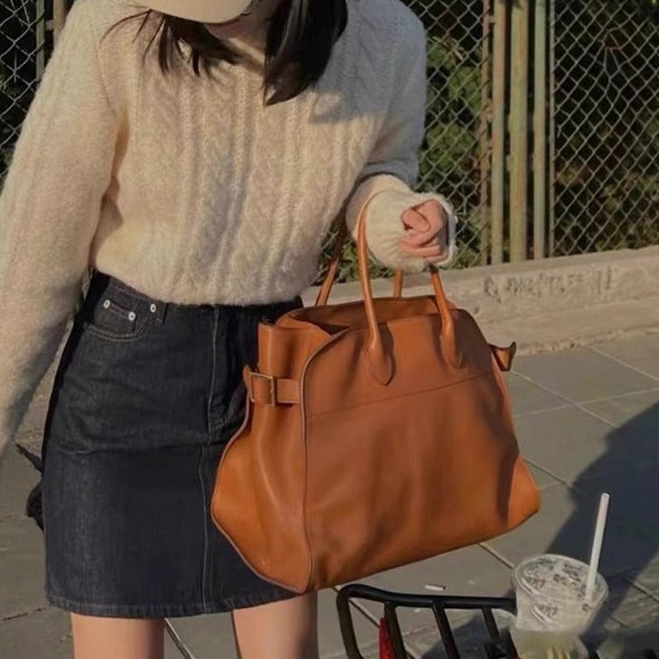 Women's Slouchy Suede Cowhide Commuter Textured Handbags