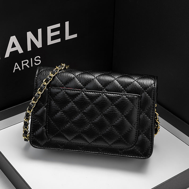 Women's Genuine Leather Fortune Rhombus Golden Balls Crossbody Bags