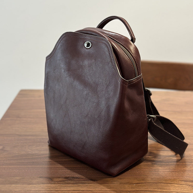 First Layer Cowhide Simple Commuter Large Capacity Backpacks