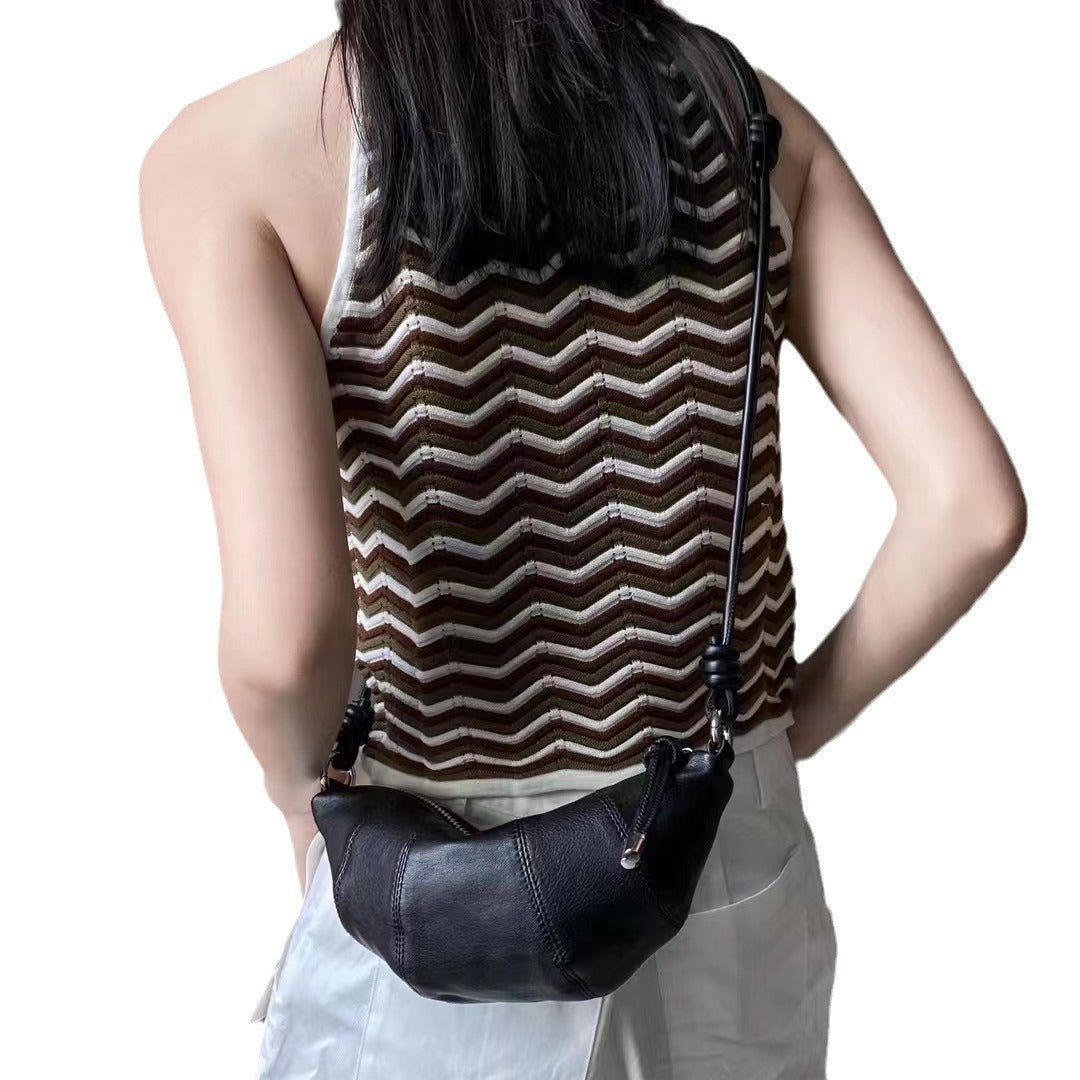 Women's Genuine Leather Single Vegetable Tanned Croissant Shoulder Bags