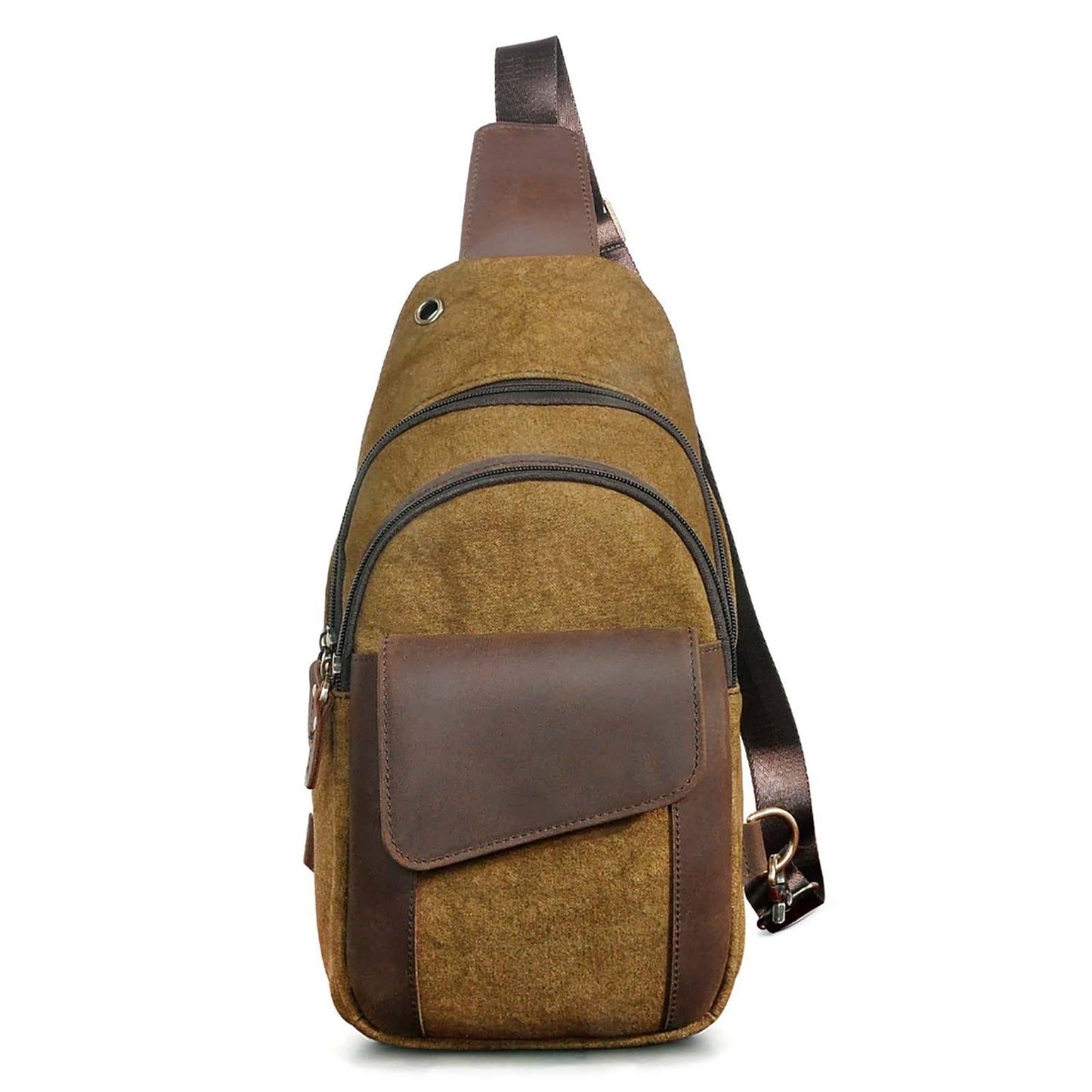 Men's Layer Oil Wax Cowhide Leather Retro Men's Chest Bags