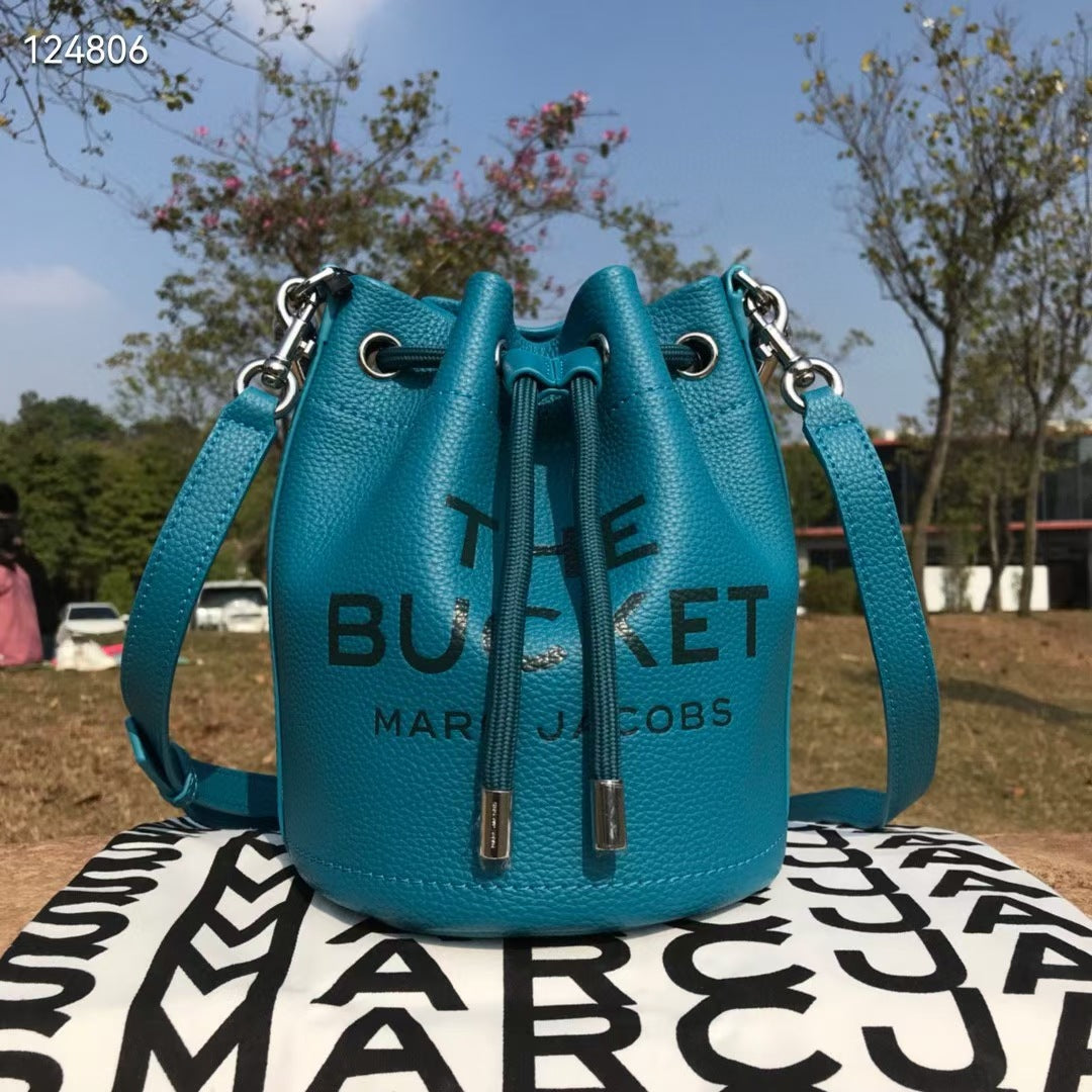 Genuine Leather Solid Color Fashion Advanced Bucket Bags