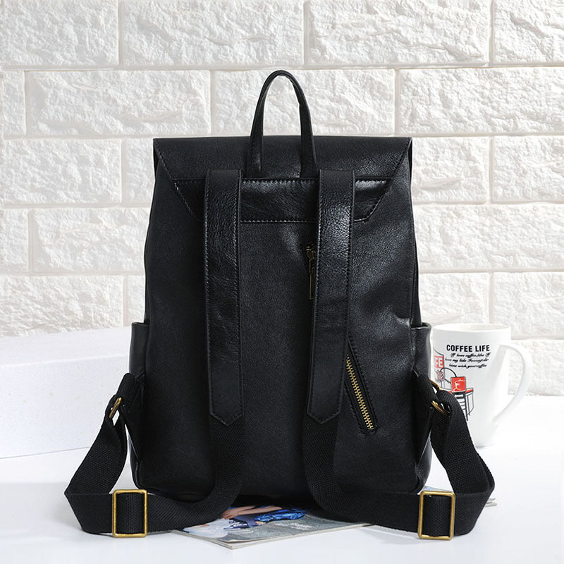 Women's First Layer Cowhide Vintage Large Capacity Backpacks