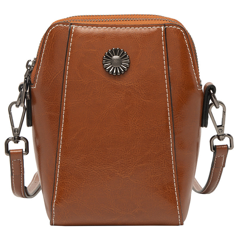 Women's Selected Oil Wax Cowhide Fashion Genuine Crossbody Bags