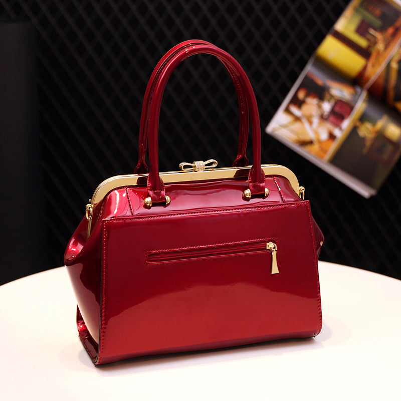 Women's Classic Bright Leather Large Capacity Handbags