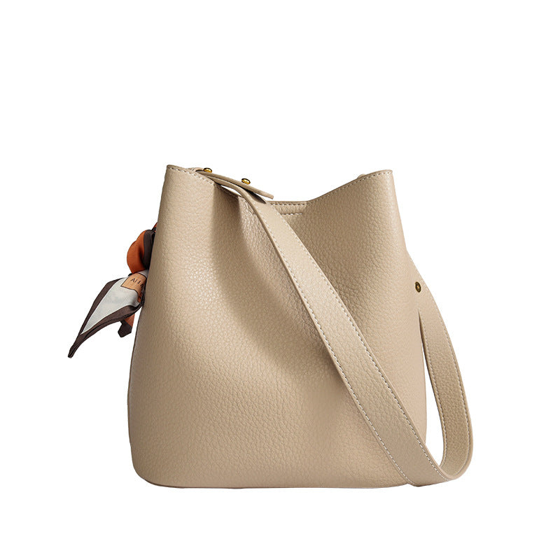 Women's Leather Free Silk Scarf Mother Advanced Bucket Bags